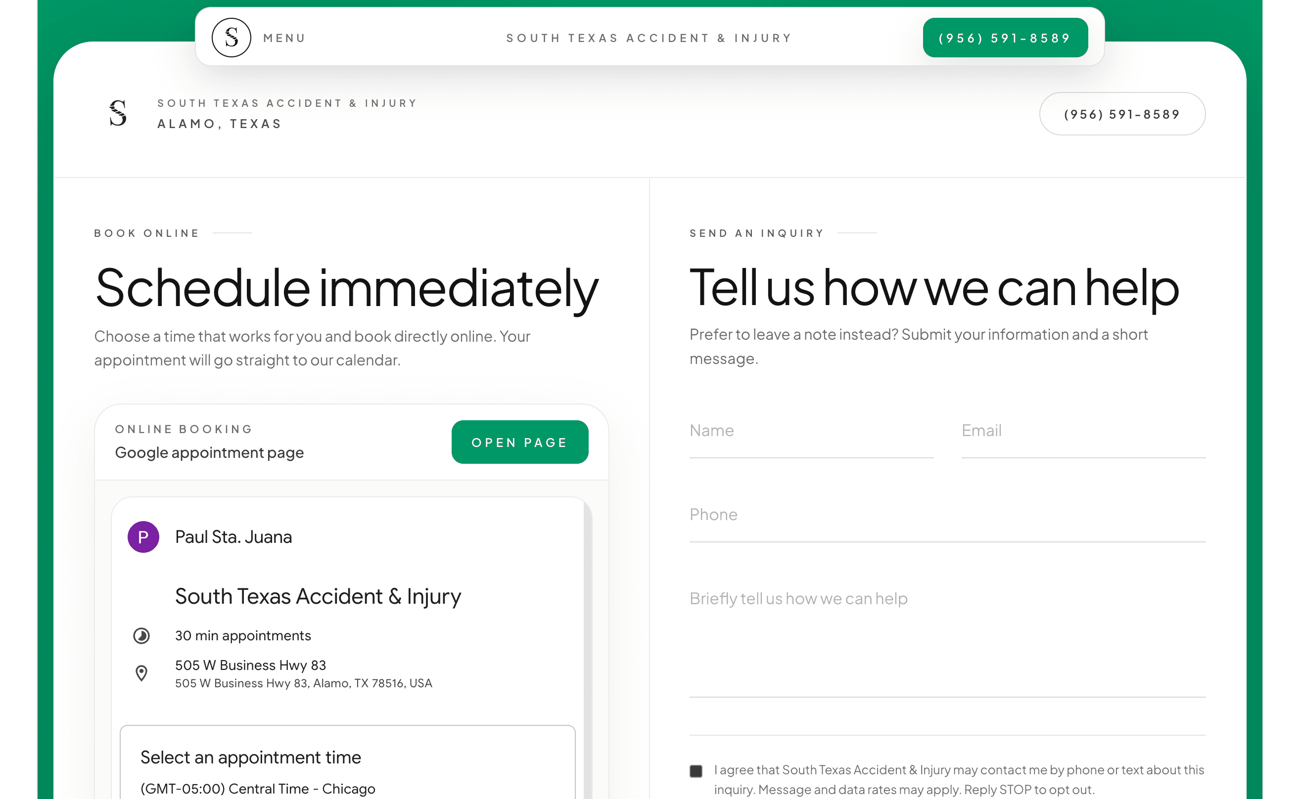 South Texas Accident & Injury website preview